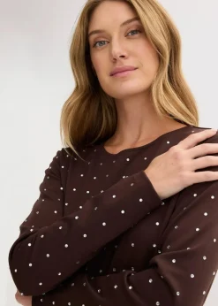 Langarmshirt mit Strass-Applikation Damen Shirts & Tops