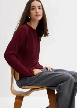 Damen bonprix Shirts & Tops|Langarmshirt mit Struktureffekt