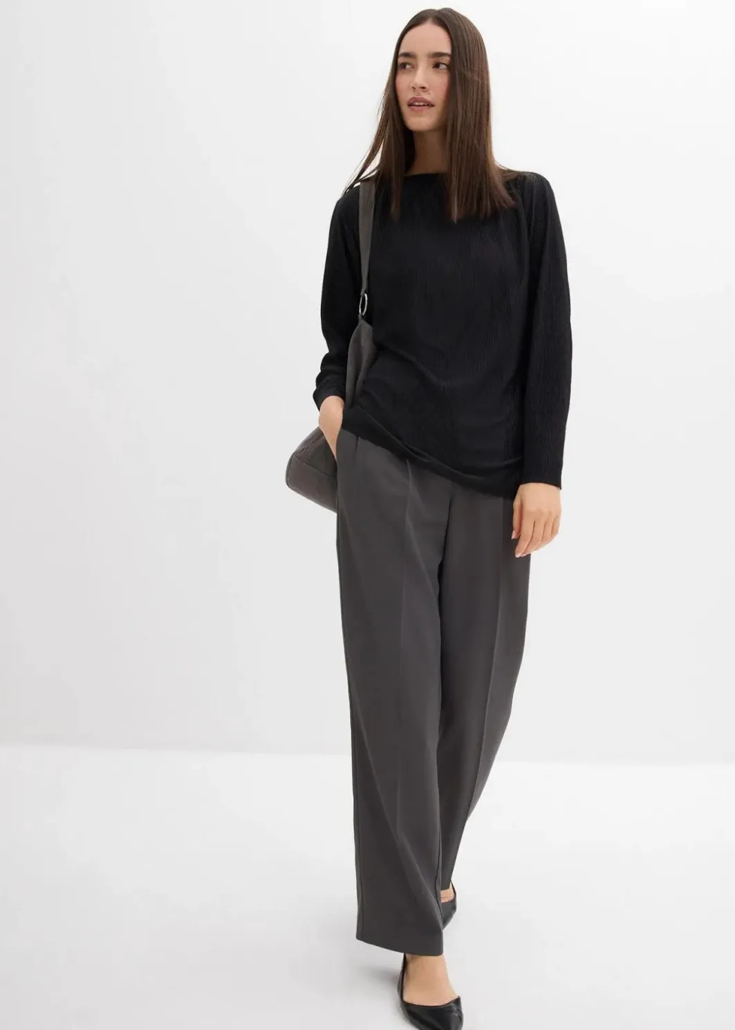 Damen bonprix Shirts & Tops|Langarmshirt mit Struktureffekt