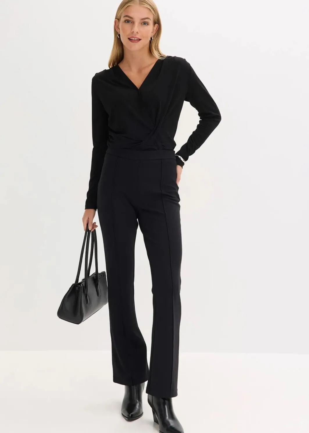 Damen bonprix Shirts & Tops|Langarmshirt mit tiefem Ausschnitt