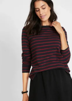 Damen bonprix Shirts & Tops|Basics|Langarmshirt mit U-Boot-Ausschnitt (2er Pack)