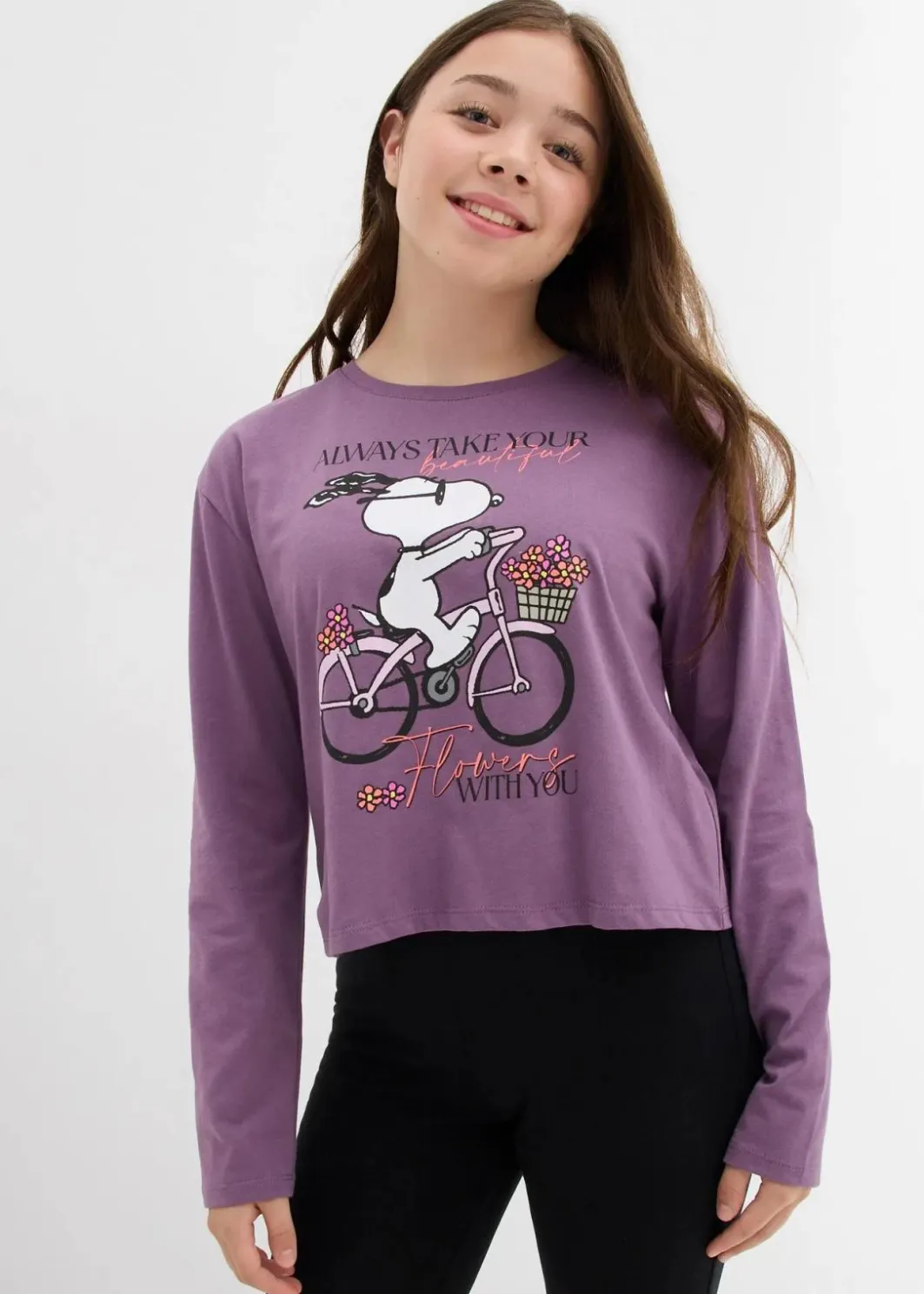 New Langarmshirt Snoopy aus reiner Baumwolle Kinder Mädchen 9-16 Jahre·Shirts & Blusen