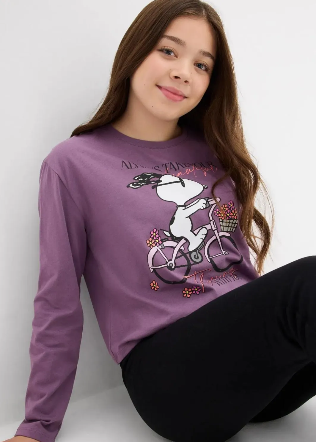 New Langarmshirt Snoopy aus reiner Baumwolle Kinder Mädchen 9-16 Jahre·Shirts & Blusen