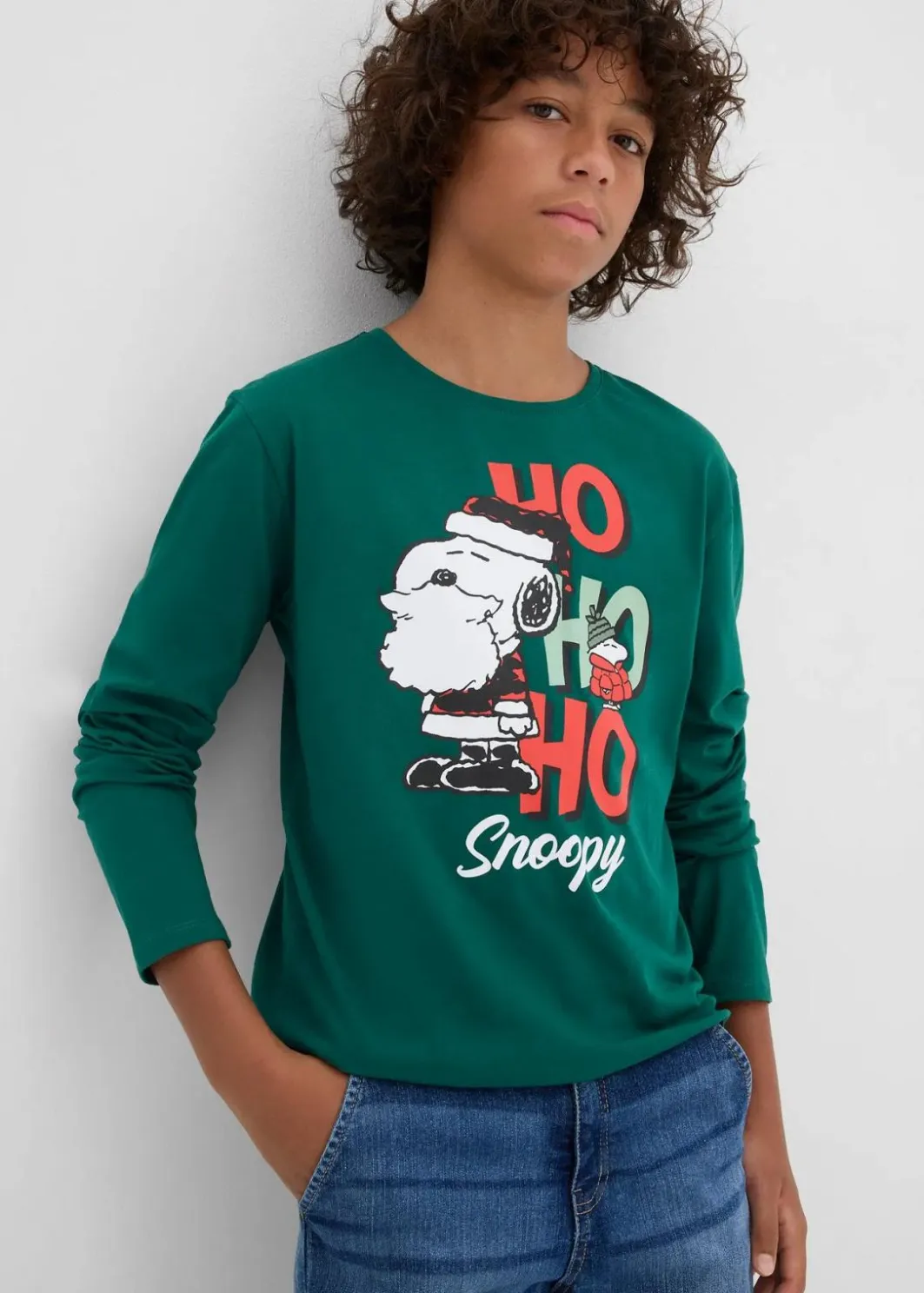 New Langarmshirt Snoopy mit Weihnachtsmotiv aus reiner Baumwolle Kinder Jungen 9-16 Jahre·Bademode|Jungen 9-16 Jahre·Shirts