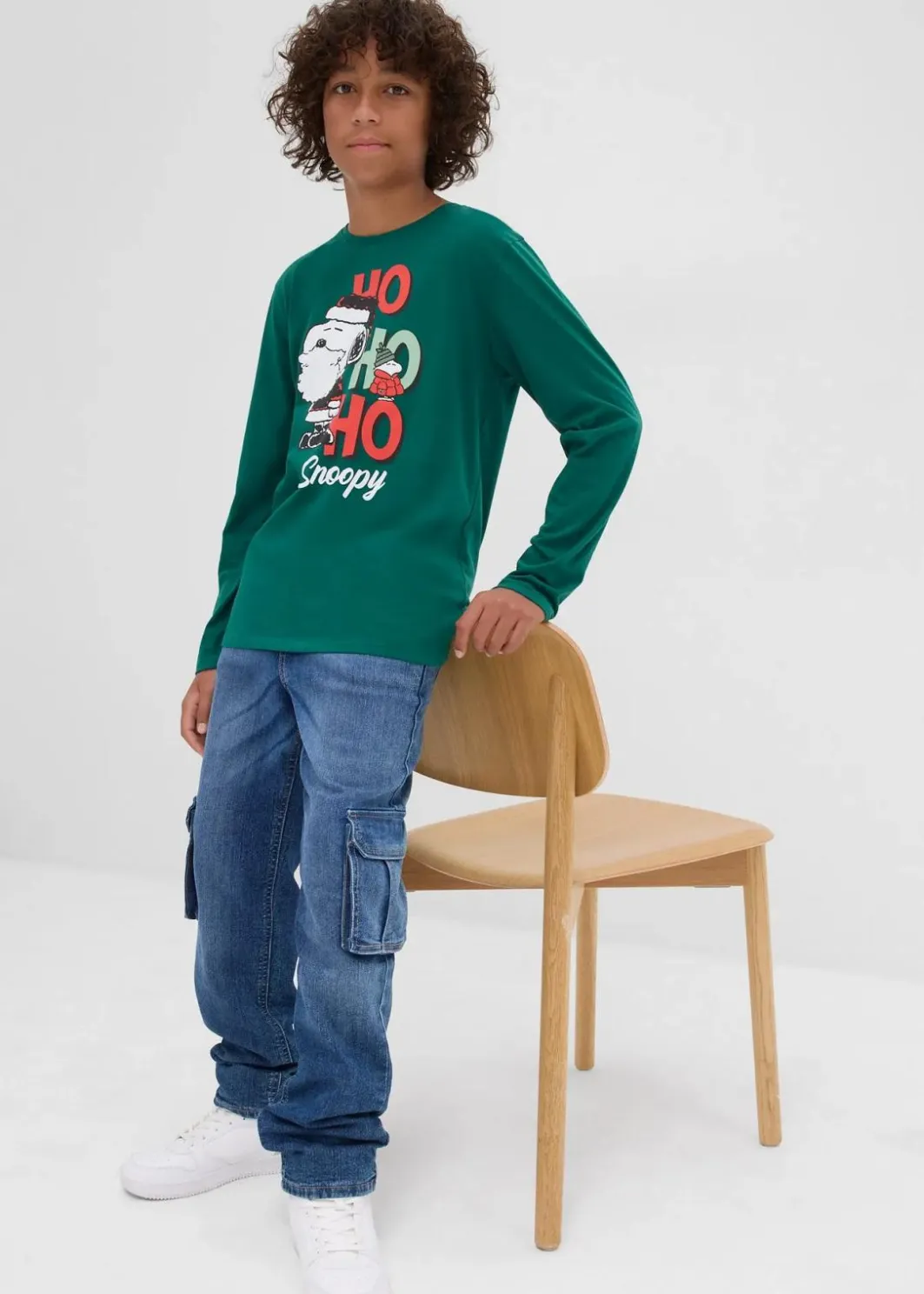 New Langarmshirt Snoopy mit Weihnachtsmotiv aus reiner Baumwolle Kinder Jungen 9-16 Jahre·Bademode|Jungen 9-16 Jahre·Shirts