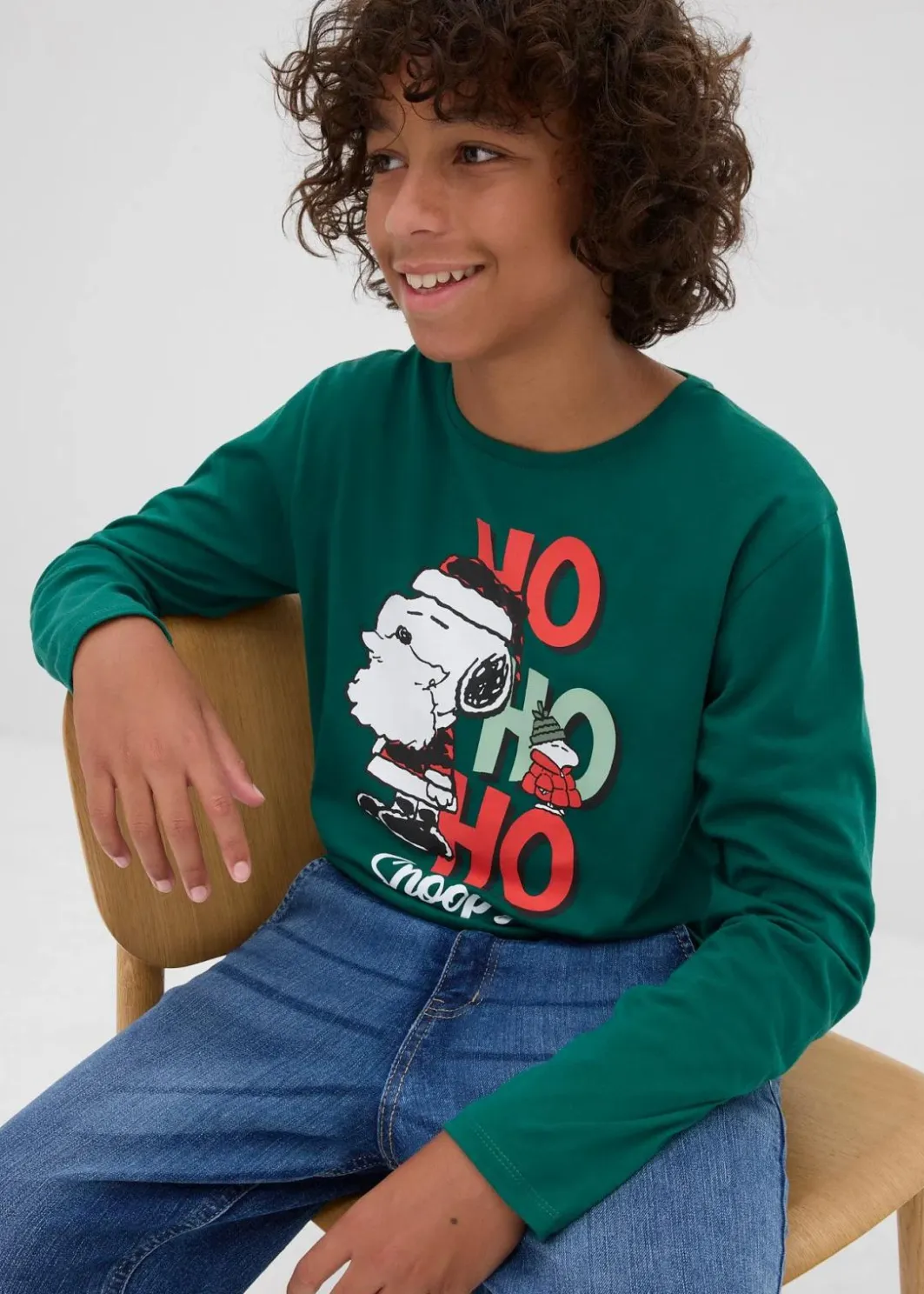 New Langarmshirt Snoopy mit Weihnachtsmotiv aus reiner Baumwolle Kinder Jungen 9-16 Jahre·Bademode|Jungen 9-16 Jahre·Shirts