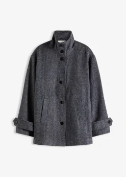 Lange Cabanjacke in Wolloptik Damen Bekleidung·Hosen|Jacken & Mäntel