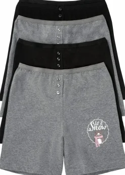 Damen bonprix Wäsche·Baumwollunterwäsche|Wäsche·Höschen|Lange Damen Boxer mit hohem Bund (4er Pack)