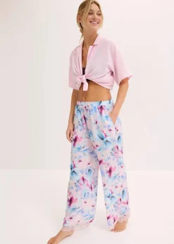 Damen bonprix Wäsche·Nachtwäsche|Nachhaltigere Materialien|Lange Pyjamahose aus glänzendem Satin
