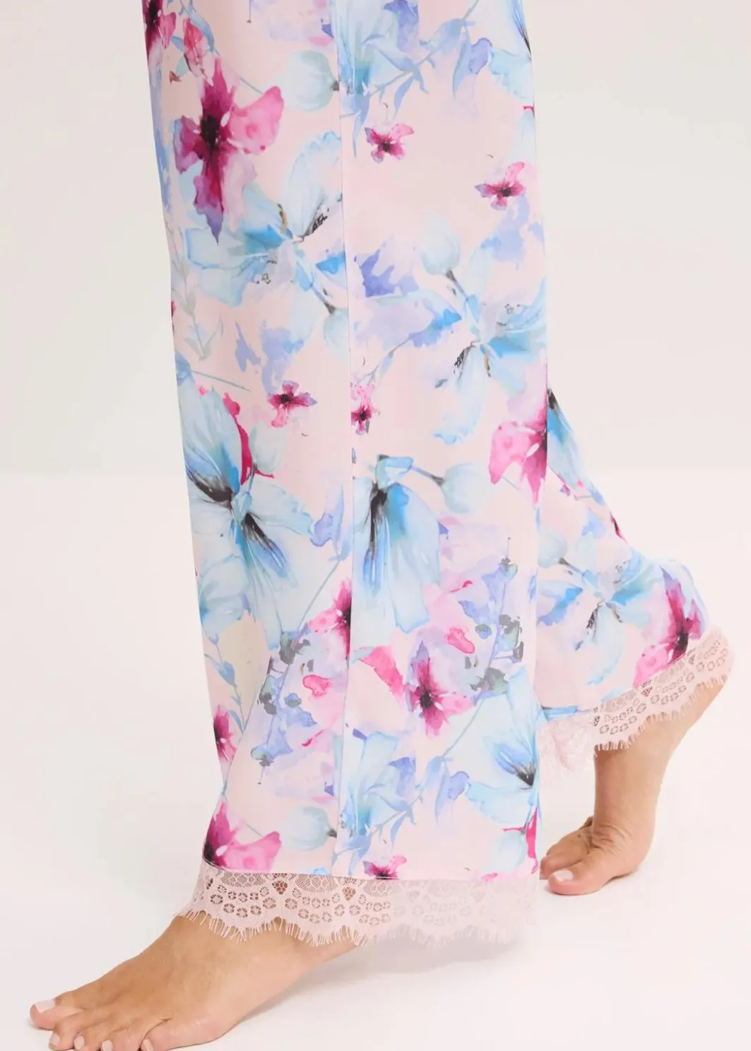 Damen bonprix Wäsche·Nachtwäsche|Nachhaltigere Materialien|Lange Pyjamahose aus glänzendem Satin