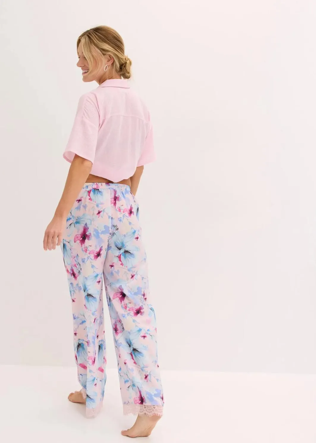 Damen bonprix Wäsche·Nachtwäsche|Nachhaltigere Materialien|Lange Pyjamahose aus glänzendem Satin