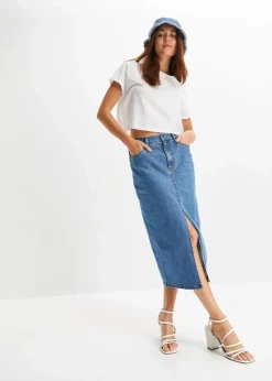 Discount Langer Jeansrock mit Schlitz aus Positive Denim #1 Fabric Damen Bekleidung·Sportbekleidung|Röcke
