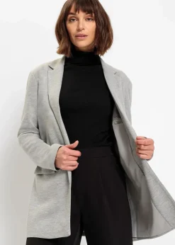 Hot Langer Jersey-Blazer mit Taschen Damen Bekleidung·Basics|Blazer