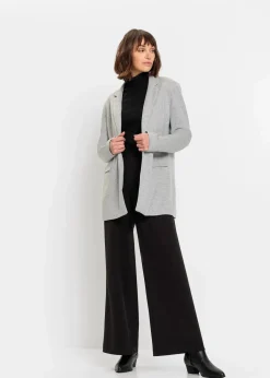 Hot Langer Jersey-Blazer mit Taschen Damen Bekleidung·Basics|Blazer