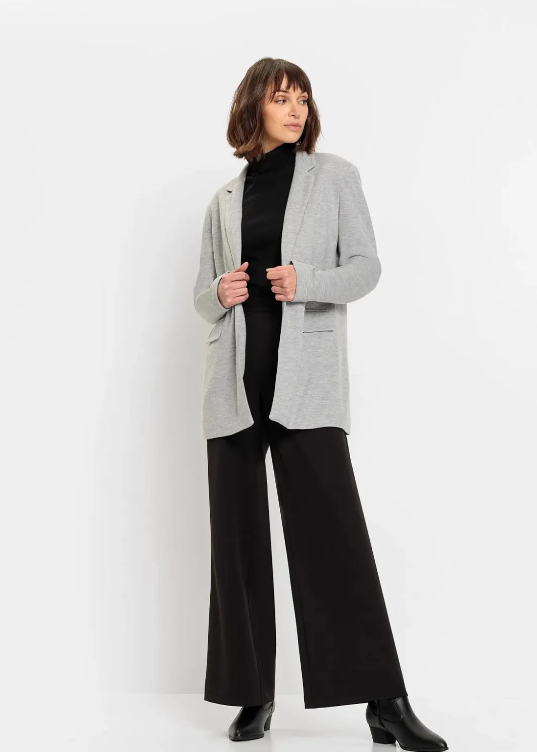 Hot Langer Jersey-Blazer mit Taschen Damen Bekleidung·Basics|Blazer