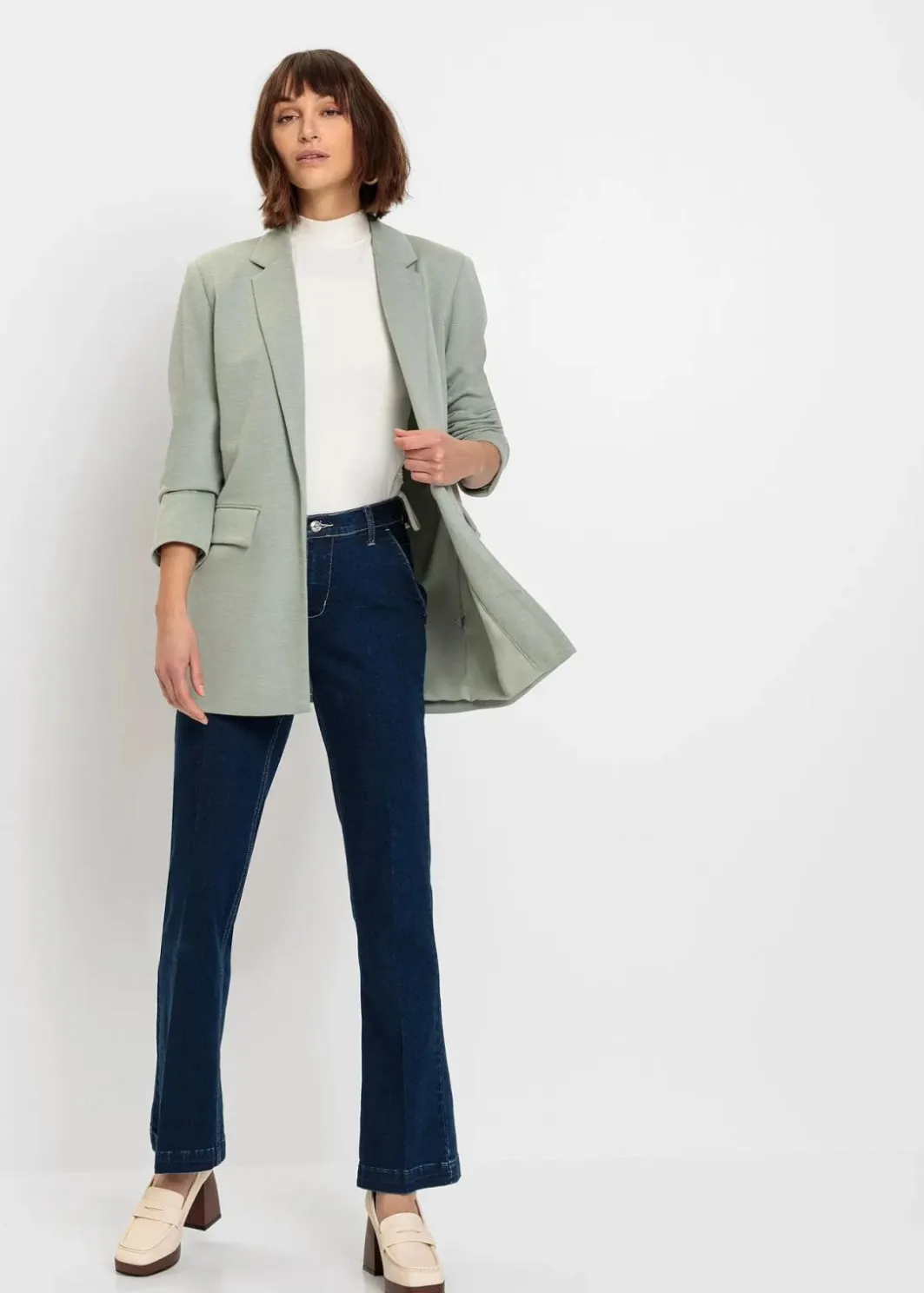 Outlet Langer Jersey-Blazer mit Taschen Damen Blazer|Bekleidung·Basics