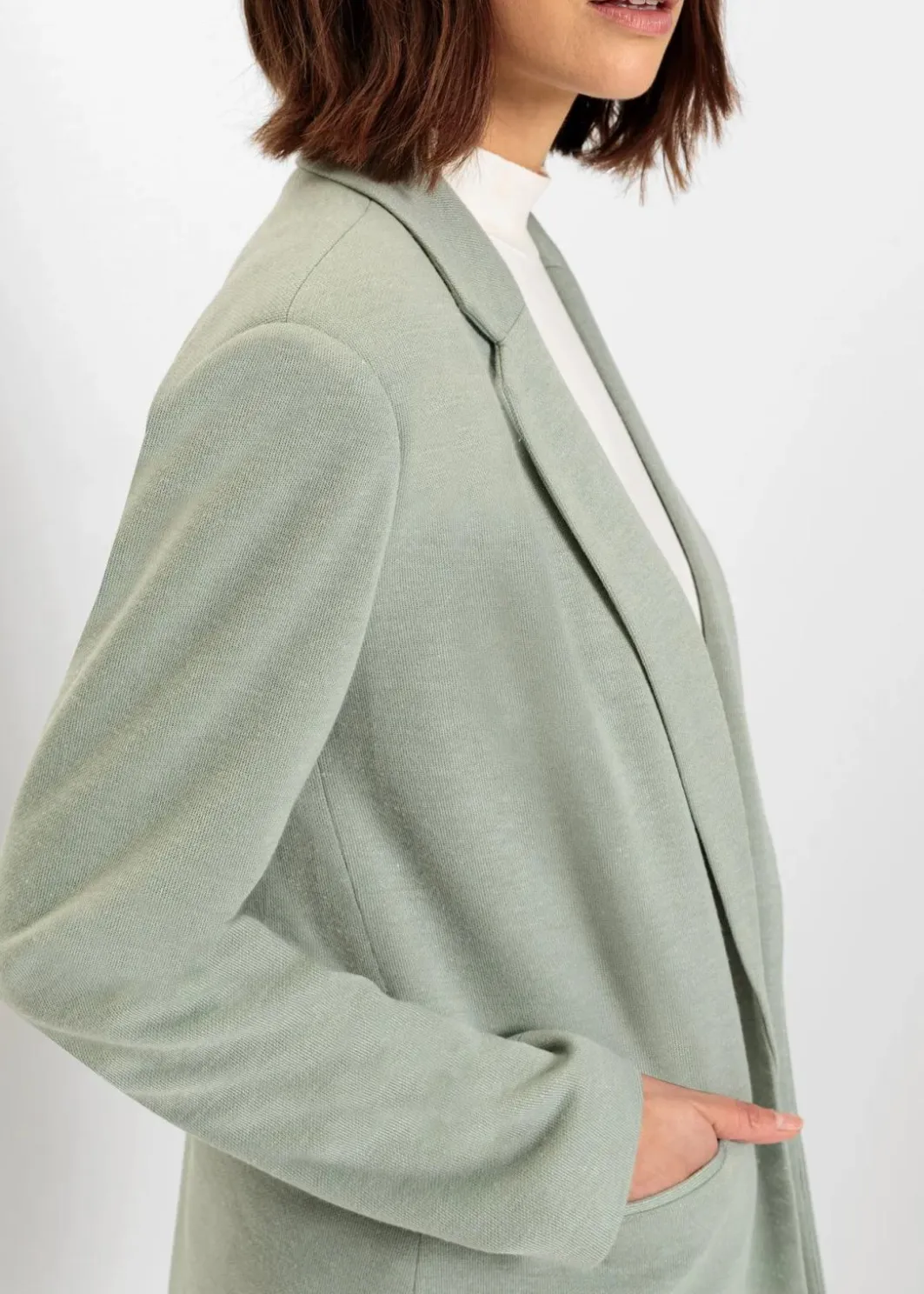 Outlet Langer Jersey-Blazer mit Taschen Damen Blazer|Bekleidung·Basics
