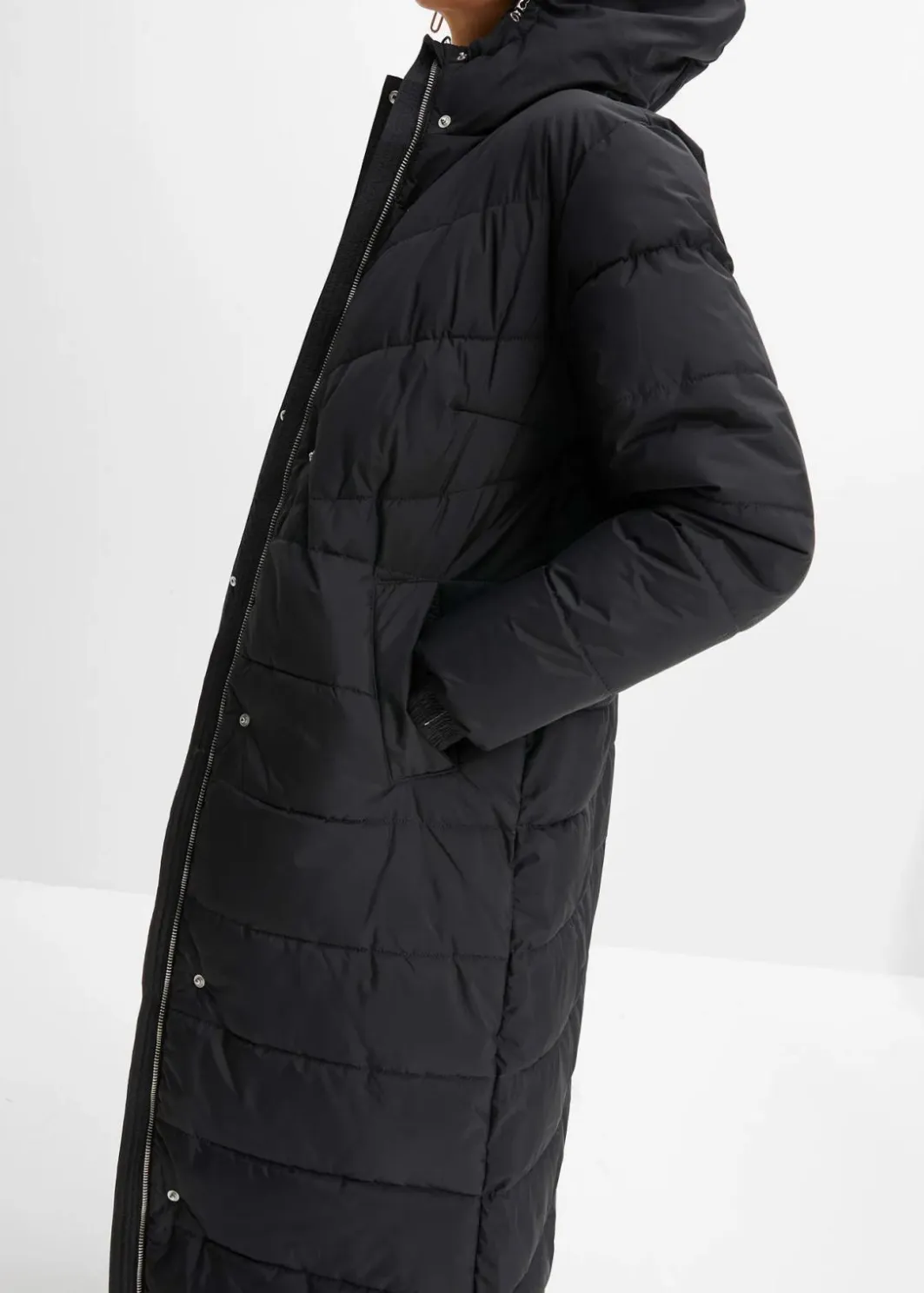 Clearance Langer Stepp-Mantel mit Kapuze Damen Jacken & Mäntel|Bekleidung·Hosen