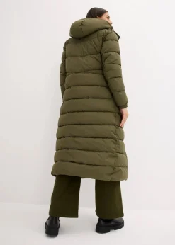 Damen bonprix Bekleidung·Hosen|Jacken & Mäntel|Langer Stepp-Mantel mit Kapuze