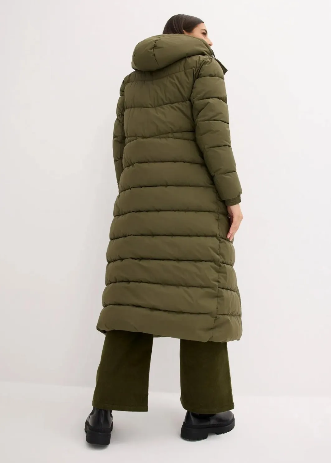 Damen bonprix Bekleidung·Hosen|Jacken & Mäntel|Langer Stepp-Mantel mit Kapuze