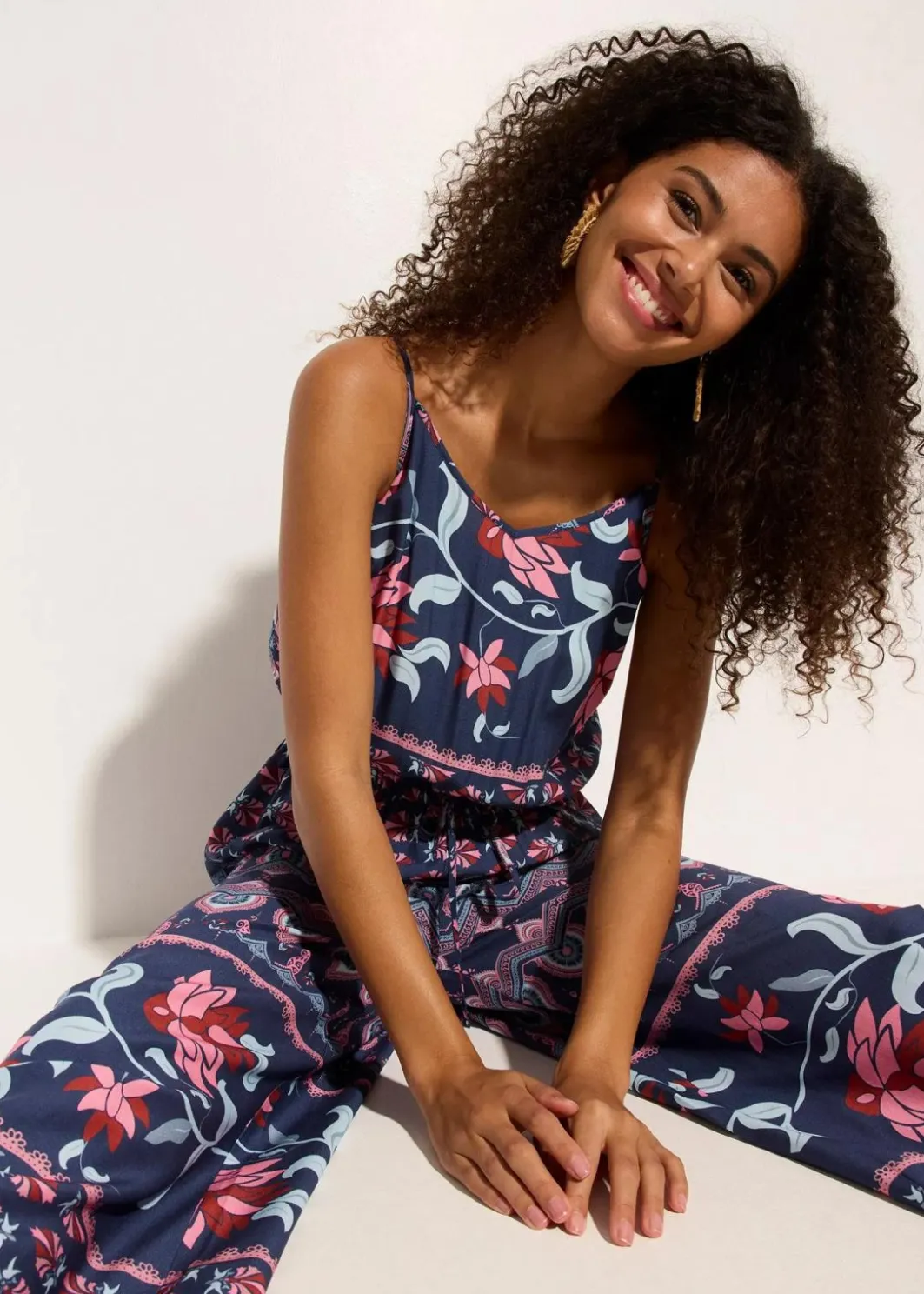 Discount Langer Strandjumpsuit aus fließender Viskose Damen Strandmode|Jumpsuits