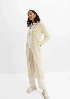 Online Langer Strickmantel aus Zopfstrick Damen Bekleidung·Umstandsmode|Pullover & Strickjacken