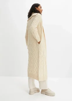 Online Langer Strickmantel aus Zopfstrick Damen Bekleidung·Umstandsmode|Pullover & Strickjacken