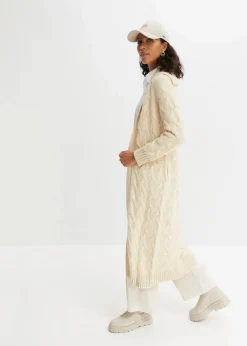 Online Langer Strickmantel aus Zopfstrick Damen Bekleidung·Umstandsmode|Pullover & Strickjacken