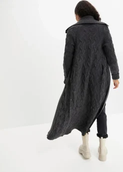 Langer Strickmantel aus Zopfstrick Damen Bekleidung·Umstandsmode|Pullover & Strickjacken