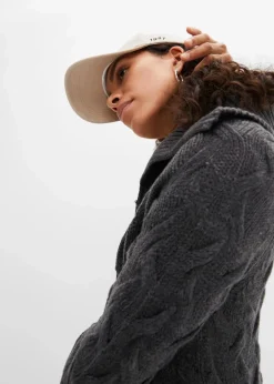 Langer Strickmantel aus Zopfstrick Damen Bekleidung·Umstandsmode|Pullover & Strickjacken