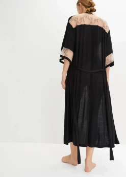 Damen bonprix Wäsche·Dessous|Wäsche·Bademäntel|Langer Viskose Kimono mit Stickerei