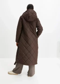 Outlet Langer, wattierter Steppmantel mit Kapuze Damen Nachhaltigere Materialien|Bekleidung·Hosen