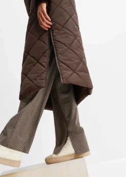 Outlet Langer, wattierter Steppmantel mit Kapuze Damen Nachhaltigere Materialien|Bekleidung·Hosen