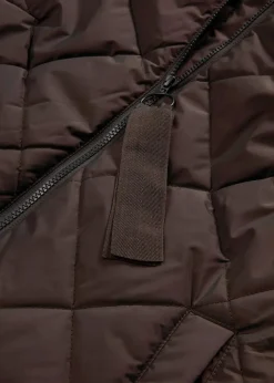 Outlet Langer, wattierter Steppmantel mit Kapuze Damen Nachhaltigere Materialien|Bekleidung·Hosen
