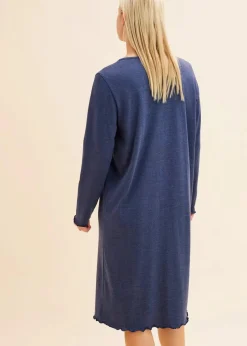 Online Langes Nachthemd mit Knopfleiste Damen Wäsche·Nachtwäsche|Nachhaltigere Materialien