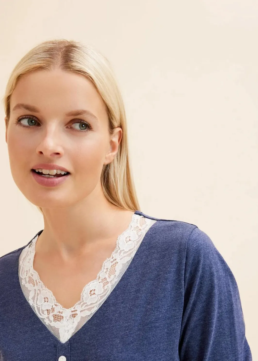 Online Langes Nachthemd mit Knopfleiste Damen Wäsche·Nachtwäsche|Nachhaltigere Materialien