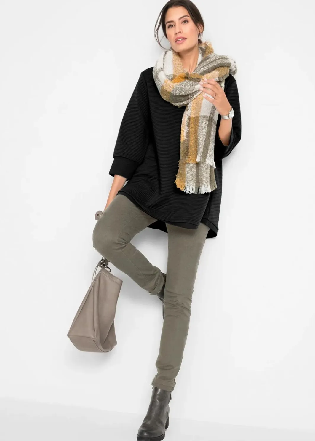 Damen bonprix Sweat|Bekleidung·Blusen & Tuniken|Langes Sweatshirt mit Viskose