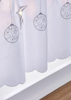 Outlet LED Scheibengardine mit weihnachtlichem Druck Scheibengardinen|Weihnachtsdeko & -Textilien·Gardinen