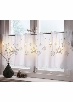 Outlet LED Scheibengardine mit weihnachtlichem Druck Scheibengardinen|Weihnachtsdeko & -Textilien·Gardinen