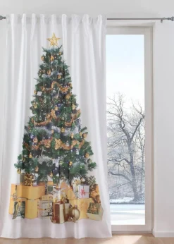 bonprix Vorhänge|Weihnachtsdeko & -Textilien·Gardinen|LED Vorhang mit Weihnachtsbaum Druck (1er Pack)