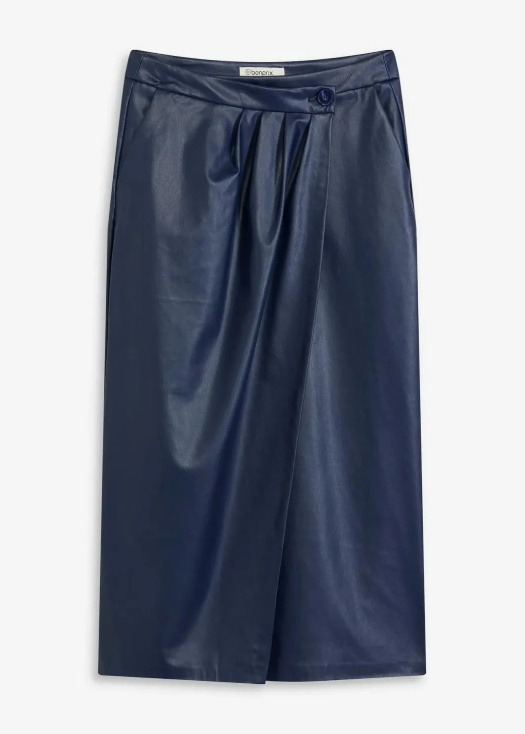 Damen bonprix Bekleidung·Sportbekleidung|Röcke|Lederimitat Midi-Wickelrock