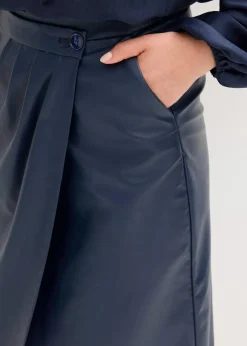Damen bonprix Bekleidung·Sportbekleidung|Röcke|Lederimitat Midi-Wickelrock