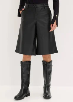 Damen bonprix Hosen|Shorts|Lederimitat-Bermuda