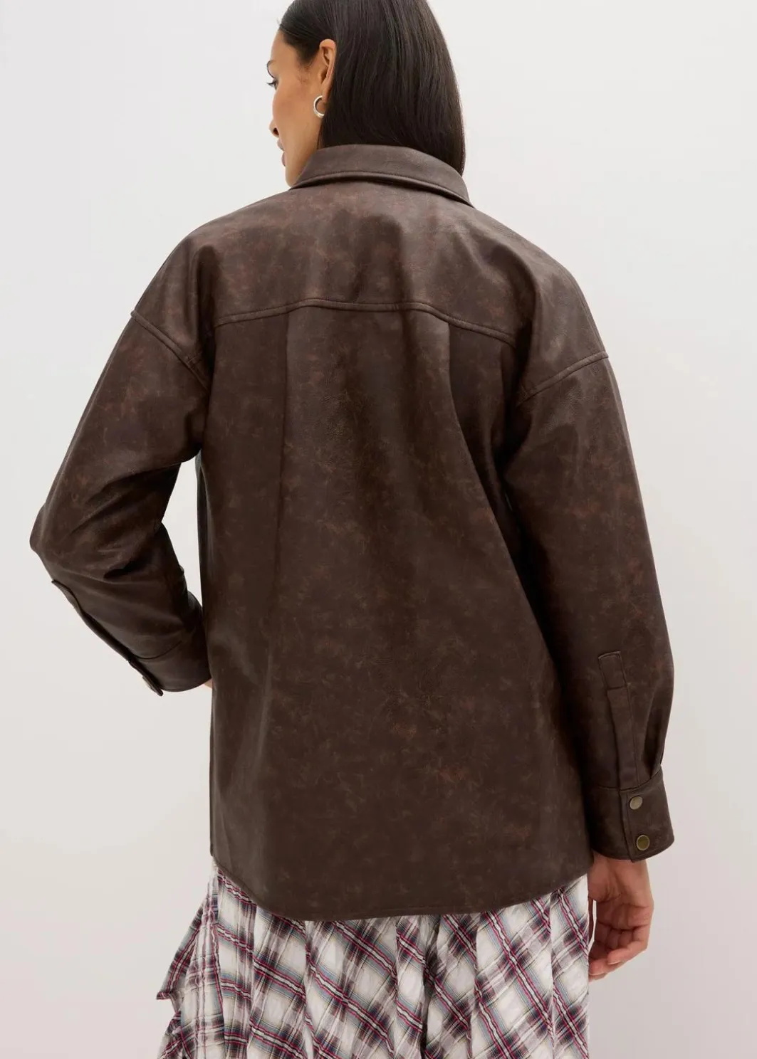 Lederimitat-Hemd in Used-Optik Damen Bekleidung·Jacken & Mäntel|Blusen & Tuniken