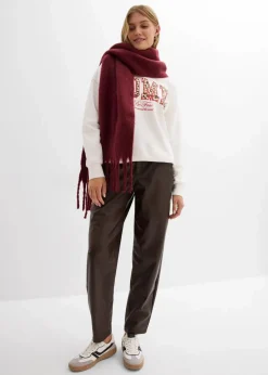 Damen bonprix Bekleidung·Kleider|Hosen|Lederimitat-Hose im Barrel Shape, Mid Waist