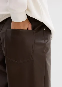 Damen bonprix Bekleidung·Kleider|Hosen|Lederimitat-Hose im Barrel Shape, Mid Waist