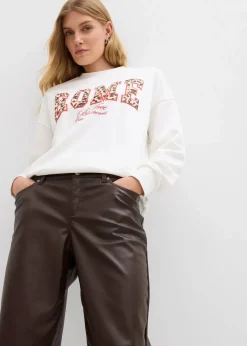 Damen bonprix Bekleidung·Kleider|Hosen|Lederimitat-Hose im Barrel Shape, Mid Waist
