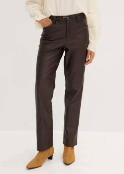 Outlet Lederimitat-Hose im Used-Look Damen Hosen