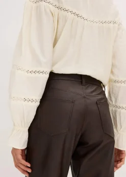 Outlet Lederimitat-Hose im Used-Look Damen Hosen