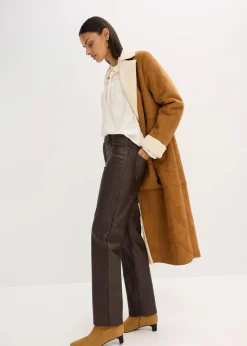 Outlet Lederimitat-Hose im Used-Look Damen Hosen